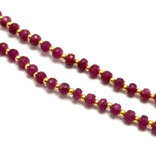 Authentic 925 Sterling Silver Station Necklace with Natural Ruby 4mm Faceted Rondelle Beaded Gemstone Love Energy