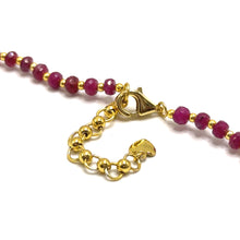 Authentic 925 Sterling Silver Station Necklace with Natural Ruby 4mm Faceted Rondelle Beaded Gemstone Love Energy