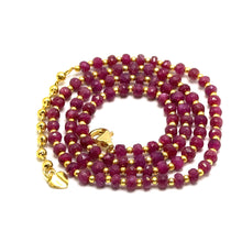 Authentic 925 Sterling Silver Station Necklace with Natural Ruby 4mm Faceted Rondelle Beaded Gemstone Love Energy