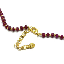 Luxury 925 Sterling Silver Station Necklace with Natural Ruby 4.5mm Faceted Rondelle Beaded Gemstone Power Gem