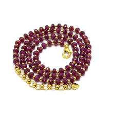Luxury 925 Sterling Silver Station Necklace with Natural Ruby 4.5mm Faceted Rondelle Beaded Gemstone Power Gem