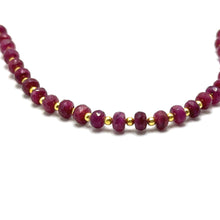 Luxury 925 Sterling Silver Station Necklace with Natural Ruby 4.5mm Faceted Rondelle Beaded Gemstone Power Gem