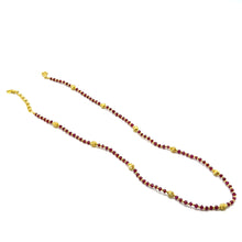 Elegance 925 Sterling Silver Station Necklace with Natural Ruby 3mm Faceted Rondelle Beaded Gemstone Gold Charms Fire Energy