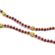 Beaded Gemstone Natural Ruby 3mm with 925 Sterling Silver Station Necklace Faceted Rondelle Gold Charms Love Symbol
