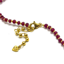 Genuine 925 Sterling Silver Station Necklace with Natural Ruby 3.5mm Faceted Rondelle Beaded Gemstone Strength Symbol