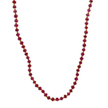 Genuine 925 Sterling Silver Station Necklace with Natural Ruby 3.5mm Faceted Rondelle Beaded Gemstone Strength Symbol