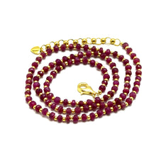 Genuine 925 Sterling Silver Station Necklace with Natural Ruby 3.5mm Faceted Rondelle Beaded Gemstone Strength Symbol