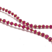 Minimalist Natural Ruby 4mm with 925 Sterling Silver Station Necklace Faceted Rondelle Beaded Gemstone Heart Vitality