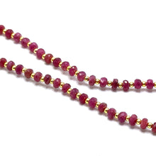 July Birthstone Natural Ruby 4mm with 925 Sterling Silver Station Necklace Faceted Rondelle Beaded Gemstone Root Chakra