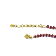 July Birthstone Natural Ruby 4mm with 925 Sterling Silver Station Necklace Faceted Rondelle Beaded Gemstone Root Chakra