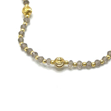 Exclusive 925 Sterling Silver Station Necklace with Natural Smoky Quartz 4mm Faceted Rondelle Beaded Gemstone Gold Charms Grounding Energy