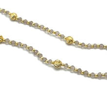 Exclusive 925 Sterling Silver Station Necklace with Natural Smoky Quartz 4mm Faceted Rondelle Beaded Gemstone Gold Charms Grounding Energy