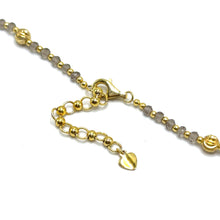 Exclusive 925 Sterling Silver Station Necklace with Natural Smoky Quartz 4mm Faceted Rondelle Beaded Gemstone Gold Charms Grounding Energy