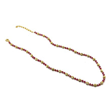 Station Necklace with 925 Sterling Silver Natural Ruby 4mm Faceted Rondelle Beaded Gemstone July Birthstone