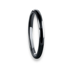 Tungsten Ring Black Dome Design High Polish Finish Gorgeous 2mm Band