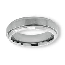 Tungsten Ring Raised Center Silver Brushed Matte Finish Band