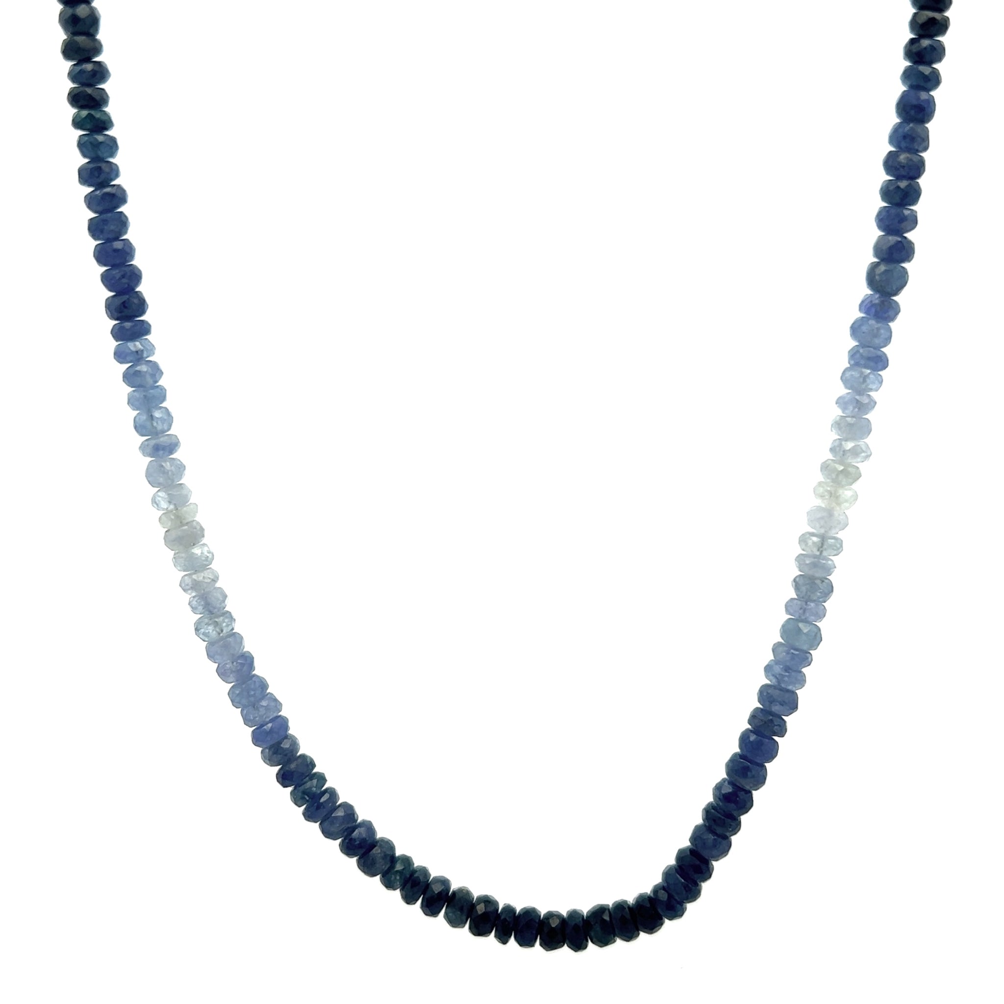 Handmade Necklace Natural Shaded Blue Sapphire Gemstone Beaded Ombre Jewelry