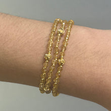 November Birthstone Natural Light Citrine 3mm with 925 Sterling Silver Station Necklace Faceted Rondelle Beaded Gemstone Gold Charms