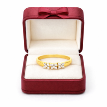 18K Yellow Gold Diamond Three-Flower Cluster Ring | Floral Engagement Design | Classic Sparkling Band