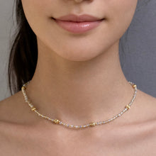 Natural Aquamarine 3mm with 925 Sterling Silver Station Necklace Faceted Rondelle Beaded Gemstone Gold Charms March Birthstone