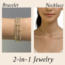 Natural Aquamarine 3mm with 925 Sterling Silver Station Necklace Faceted Rondelle Beaded Gemstone Gold Charms March Birthstone