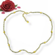 Natural Aquamarine 3mm with 925 Sterling Silver Station Necklace Faceted Rondelle Beaded Gemstone Gold Charms March Birthstone