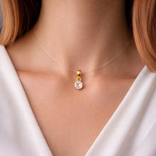 9K Yellow Gold Natural White Topaz Pendant | Classic Four Prong-Set Solitaire Mount Fine Jewelry