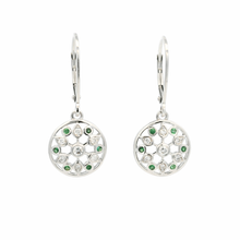 18K White Gold | Natural Tsavorite & Diamond Openwork Floral Motif Drop Earrings | Intricate Statement Silhouette