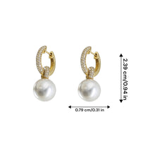 18K Yellow Gold Natural Pearl and Diamond 'C' Drop Hoop Earrings | Timeless Classic Minimalist Jewelry