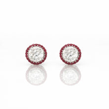 18K White Gold Natural Diamond Solitaire Stud Earrings | Ruby Halo Design | Timeless Classic Jewelry