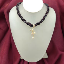 Natural Garnet Chobra & Pearl Twisted Gemstone Necklace