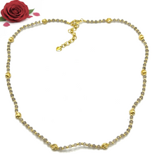 Exclusive 925 Sterling Silver Station Necklace with Natural Smoky Quartz 4mm Faceted Rondelle Beaded Gemstone Gold Charms Grounding Energy