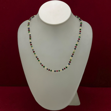 Sterling Silver 925 Station Necklace with Natural Emerald Ruby Sapphire Precious 4mm Faceted Rondelle Beaded Gemstone Harmony Stone