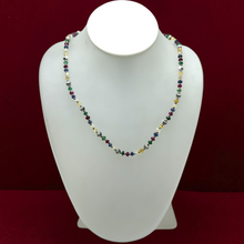 Premium 925 Sterling Silver Station Necklace with Natural Ruby Emerald Sapphire Mix 4mm Faceted Rondelle Beads Gemstone Balance Energy