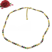 Sterling Silver 925 Station Necklace with Natural Mix Precious 4mm Faceted Rondelle Beaded Gemstone Balance Energy