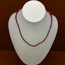 Natural Ruby 4.5mm with 925 Sterling Silver Station Necklace Faceted Rondelle Beaded Gemstone Energy Stone