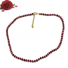 Natural Ruby 4.5mm with 925 Sterling Silver Station Necklace Faceted Rondelle Beaded Gemstone Energy Stone