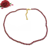 Authentic 925 Sterling Silver Station Necklace with Natural Ruby 4mm Faceted Rondelle Beaded Gemstone Love Energy