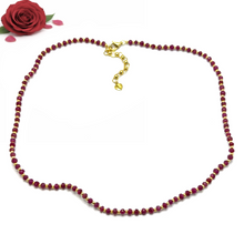 Genuine 925 Sterling Silver Station Necklace with Natural Ruby 3.5mm Faceted Rondelle Beaded Gemstone Strength Symbol