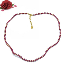 July Birthstone Natural Ruby 4mm with 925 Sterling Silver Station Necklace Faceted Rondelle Beaded Gemstone Root Chakra