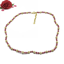 Station Necklace with 925 Sterling Silver Natural Ruby 4mm Faceted Rondelle Beaded Gemstone July Birthstone