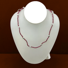 Precious Natural Ruby 3mm with 925 Sterling Silver Station Necklace Faceted Rondelle Beaded Gemstone Silver Charms Passion Stone