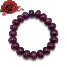 Natural Ruby Bracelet | Smooth 11–12mm Rondelle Beads 20 Pcs 248 Carats | Burgundy Red VVS Clarity | July Birthstone Jewelry