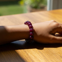 Natural Ruby Bracelet | Smooth 11-12mm Rondelle Beads 20 Pcs 245 Carats | Crimson Red VVS Clarity | July Birthstone Gemstone Jewelry
