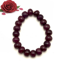 Natural Ruby Bracelet | Smooth 11-12mm Rondelle Beads 20 Pcs 245 Carats | Crimson Red VVS Clarity | July Birthstone Gemstone Jewelry