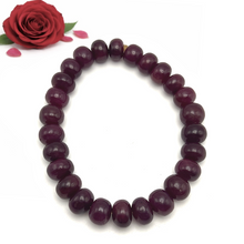 Natural Ruby Bracelet | Smooth 8-10mm Rondelle Beads 26 Pcs 178 Carats | Deep Crimson Red VVS Clarity | High Quality Luxury Gemstone Jewelry