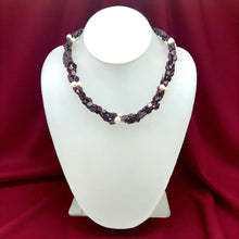 Handmade Garnet Natural Plain Smooth Hexagon & Pearl Gemstone 16.5” Necklace Elegant Jewelry