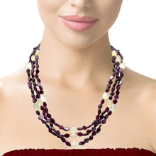 Handmade Natural Garnet Plain Hexagon & Chalcedony Nugget Gemstone Beaded 18.9