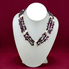 Minimalist Handmade Natural Garnet Plain Fish & Chalcedony Nugget Gemstone Beaded 17.9