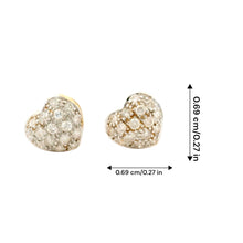 18K Yellow & White Gold | Natural Diamond Heart Motif Stud Earrings | Round Cluster Design